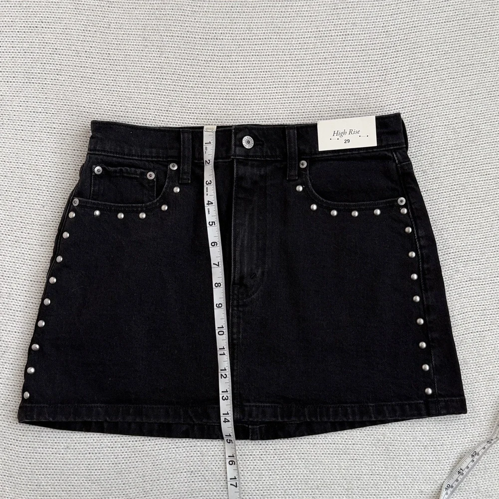 NWT! Abercrombie & Fitch Denim Studded Mini Skirt Black Size 8/29 - Picture 5 of 6